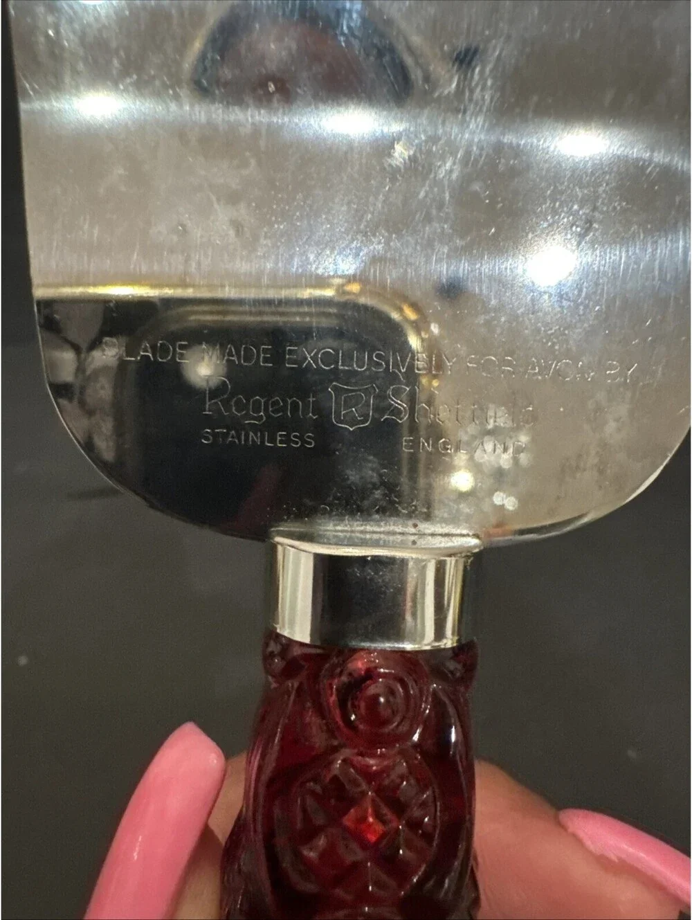 Vintage Avon 1876 Cape Cod Ruby Red Pie Cake Server Regent Sheffield Stainless